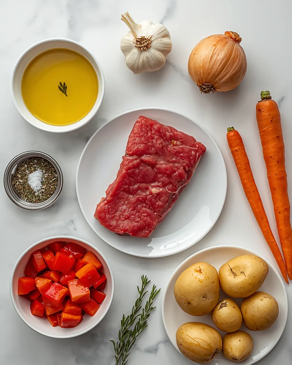Ingredients for vegetable beef soup