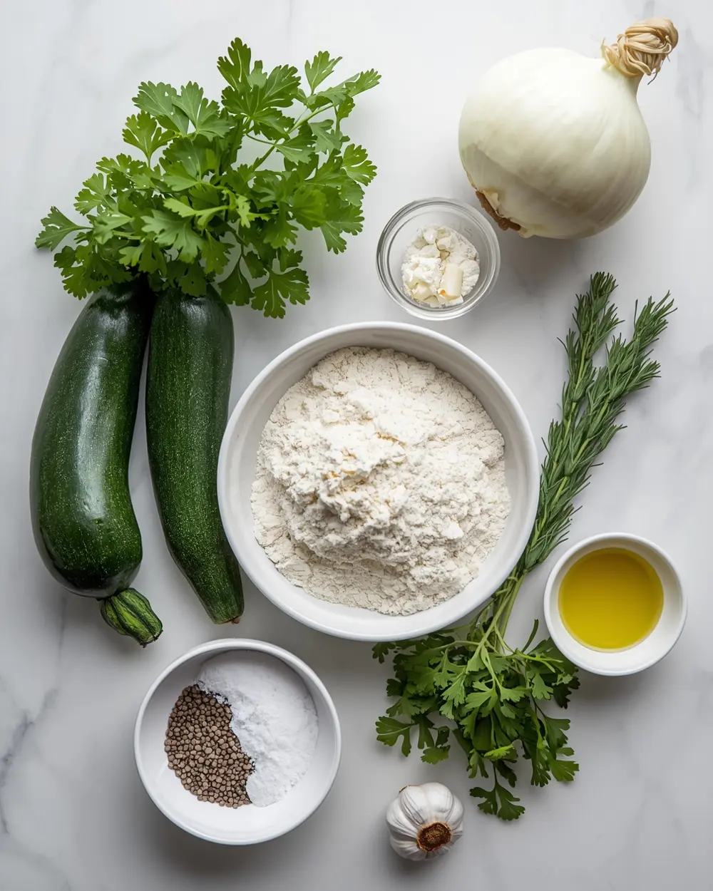 Ingredients for zucchini fritters