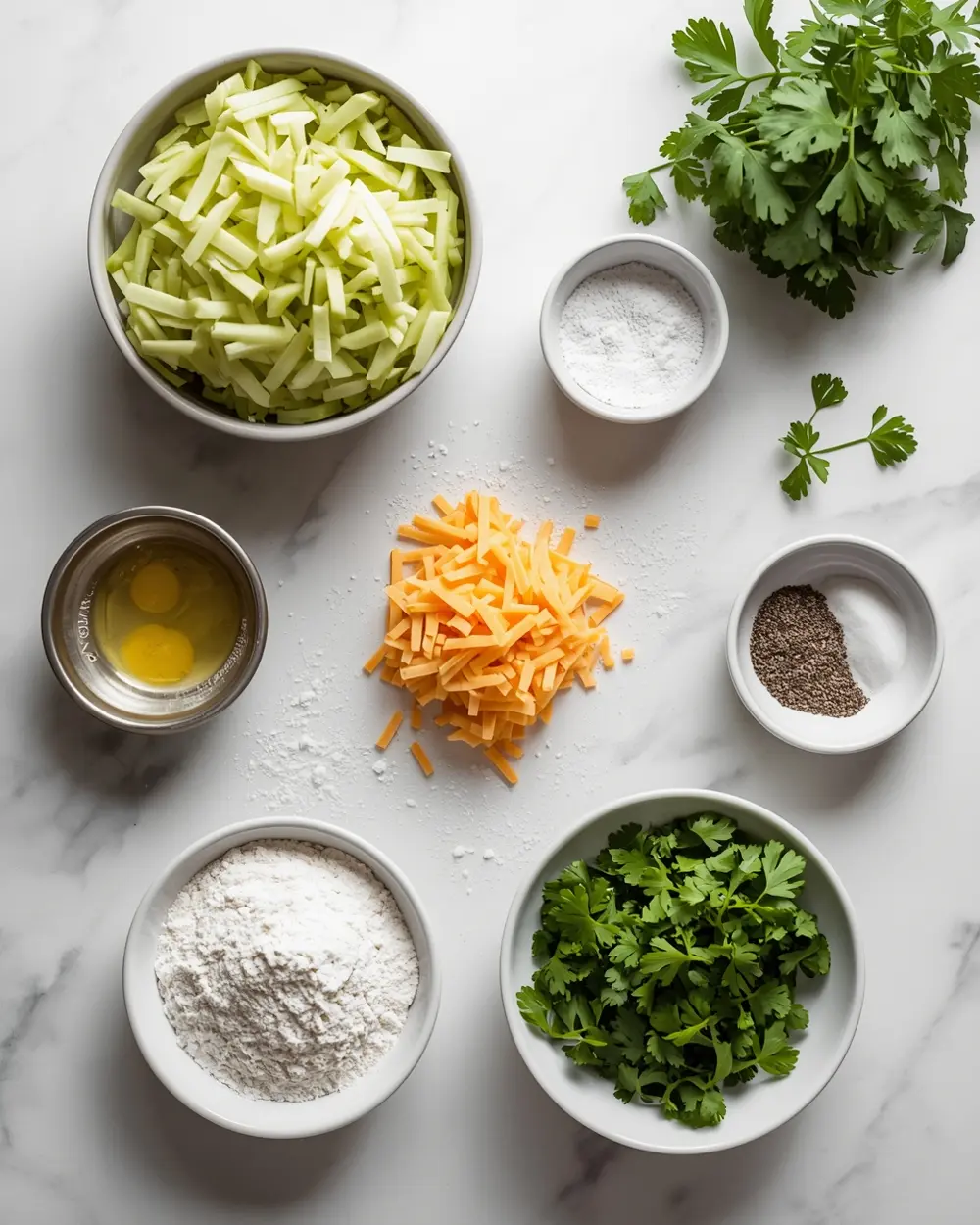 Ingredients for zucchini fritters