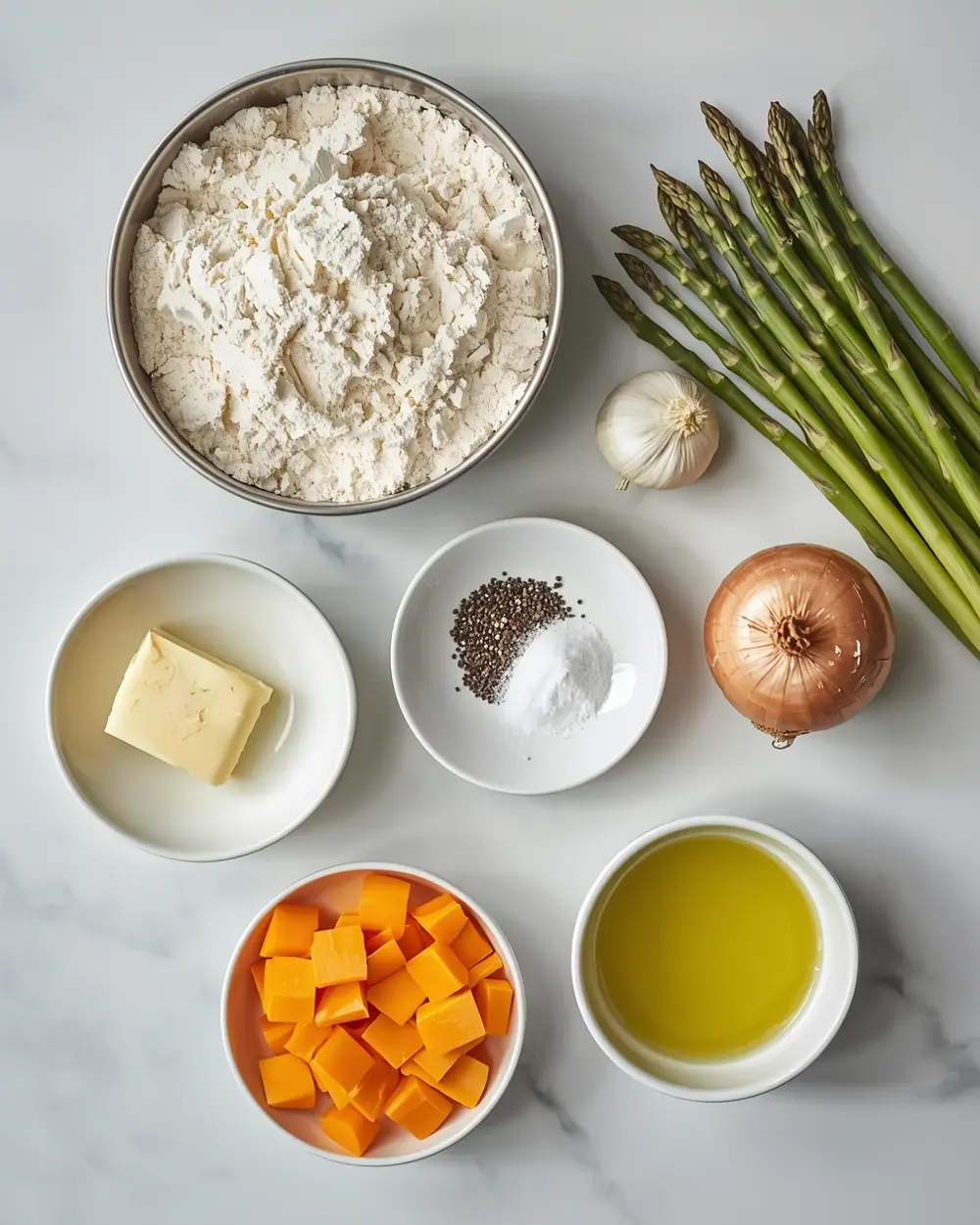 Ingredients for Easter asparagus tart