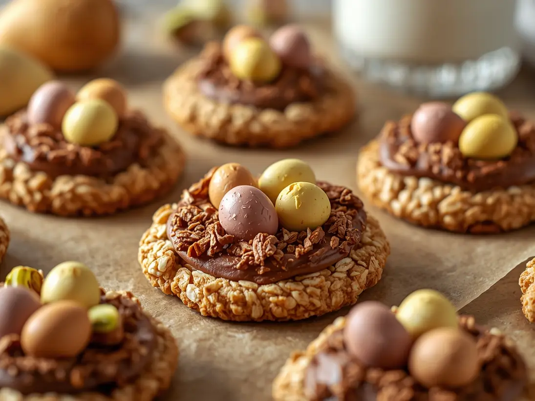 Easter bird nest cookies ready to serve