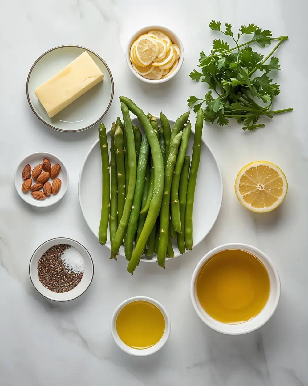 Ingredients for Easter green beans almondine