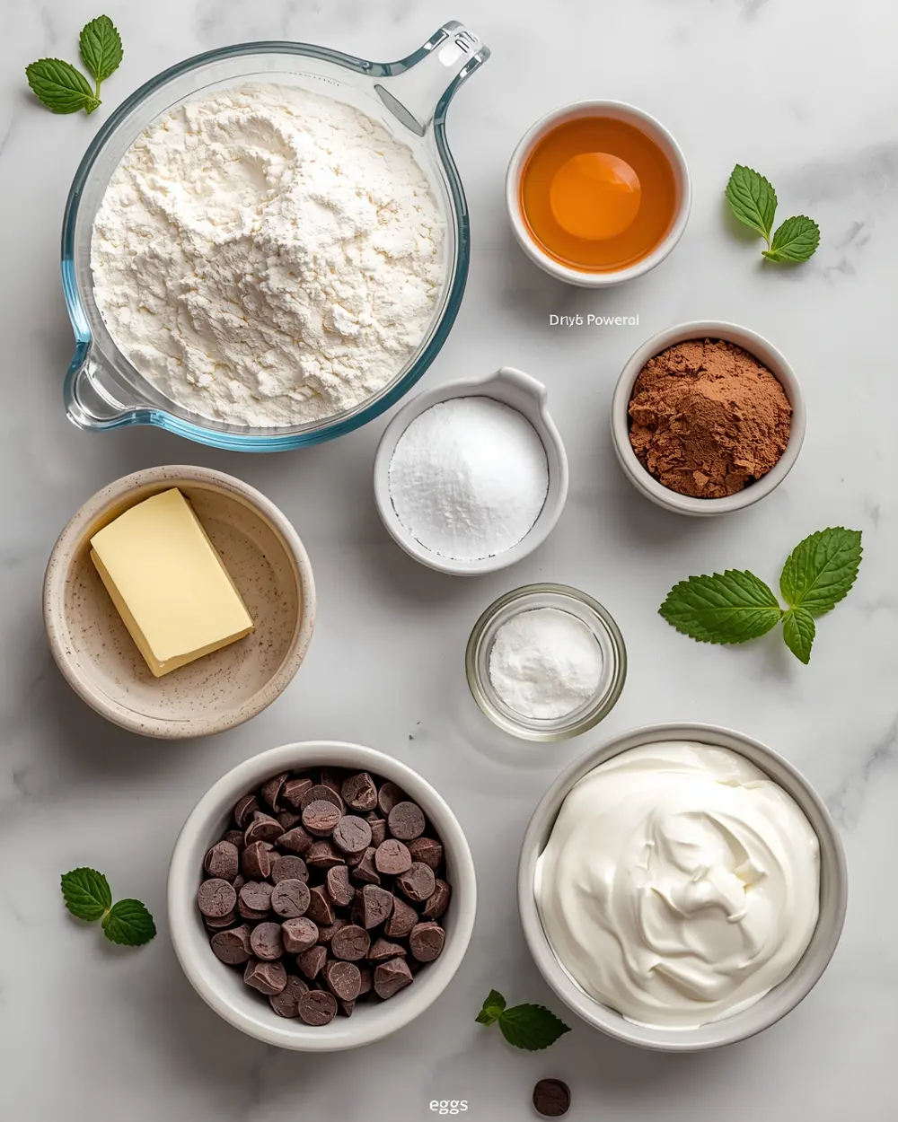 Ingredients for Easter mint brownies