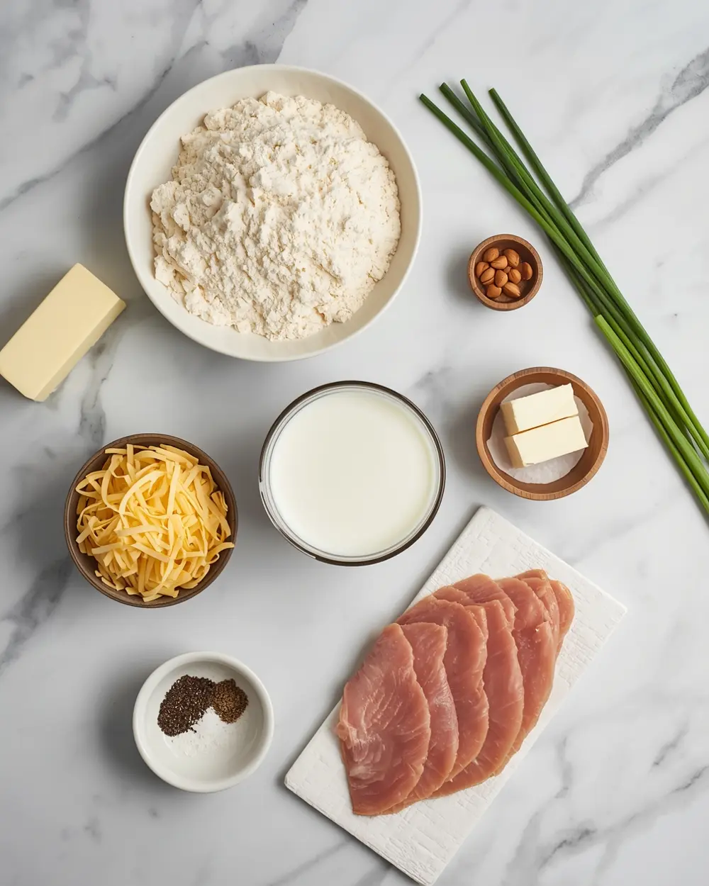 Ingredients for Easter quiche lorraine