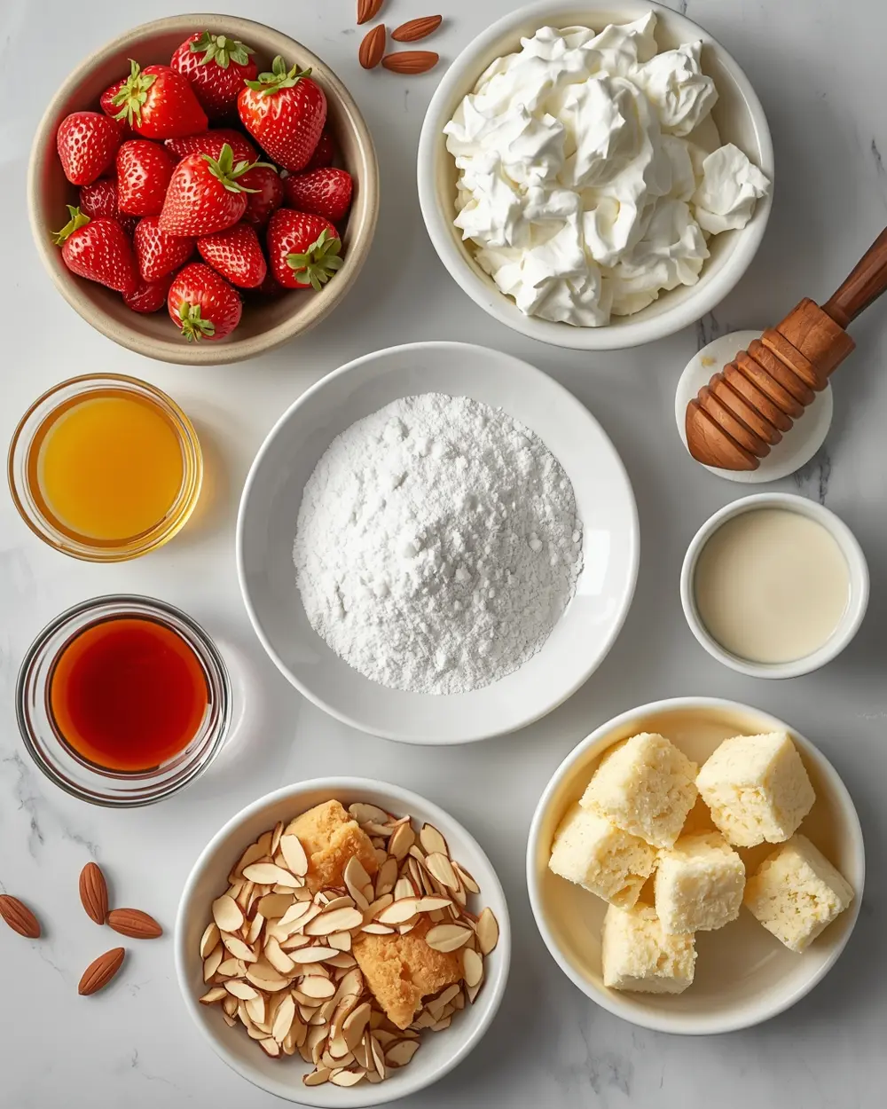 Ingredients for Easter strawberry trifle