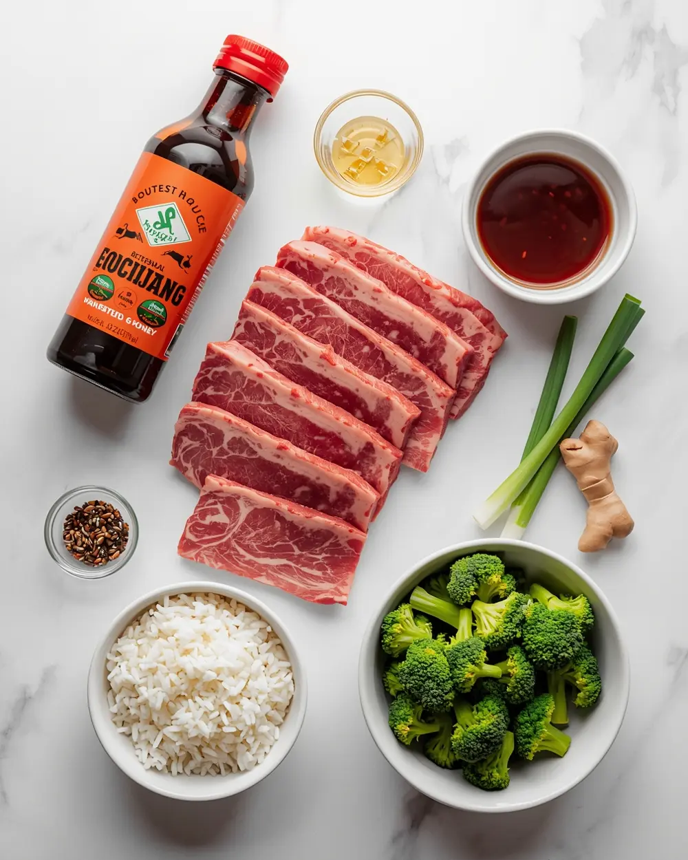 Ingredients for Korean beef bowls