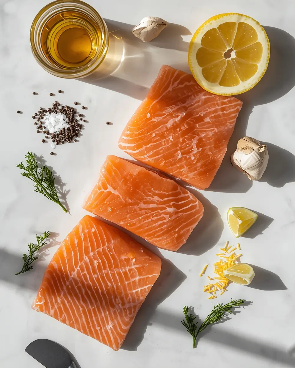 Ingredients for baked salmon