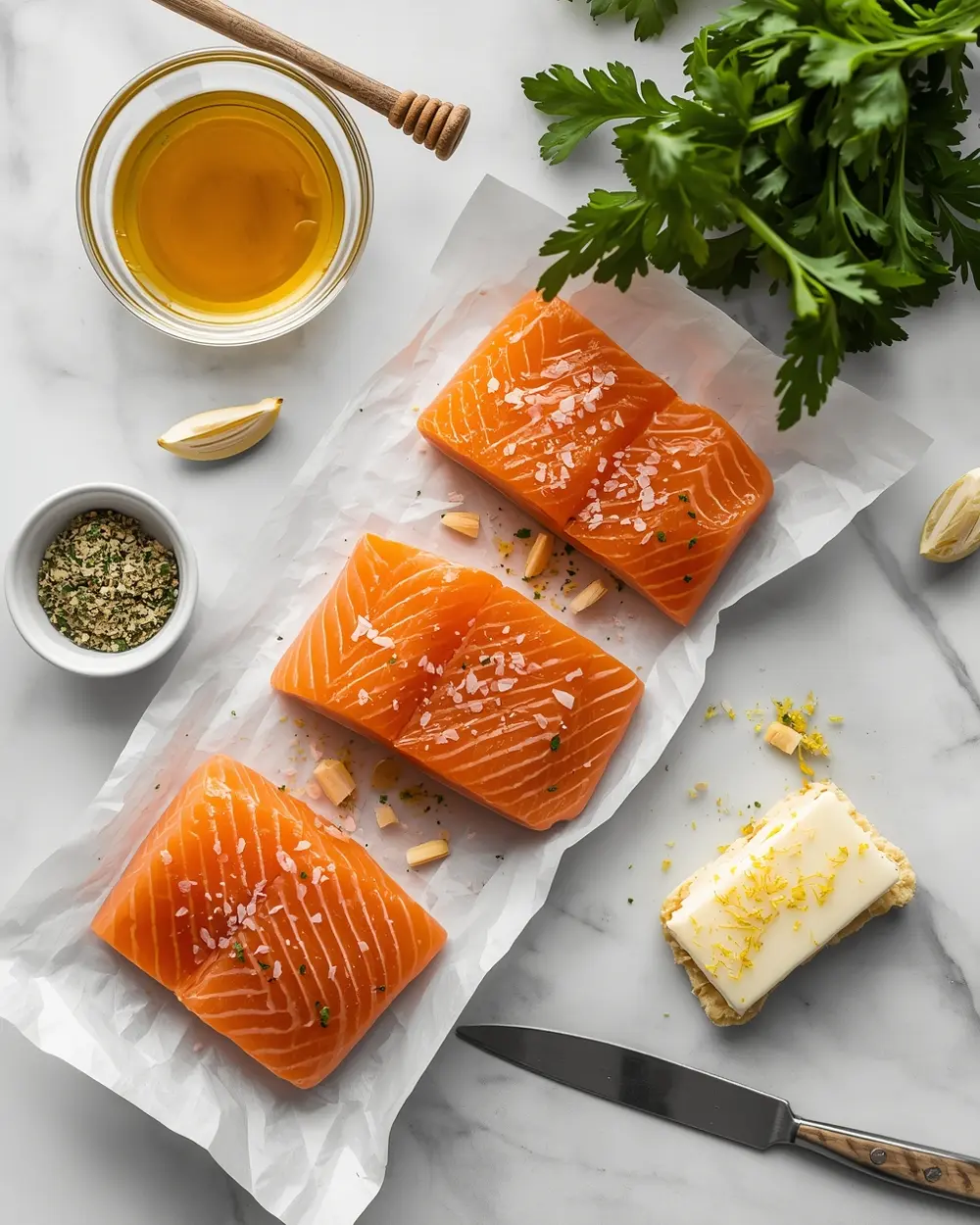 Ingredients for baked salmon