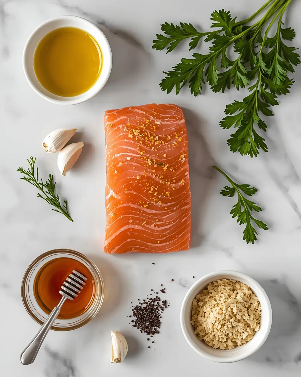 Ingredients for baked salmon