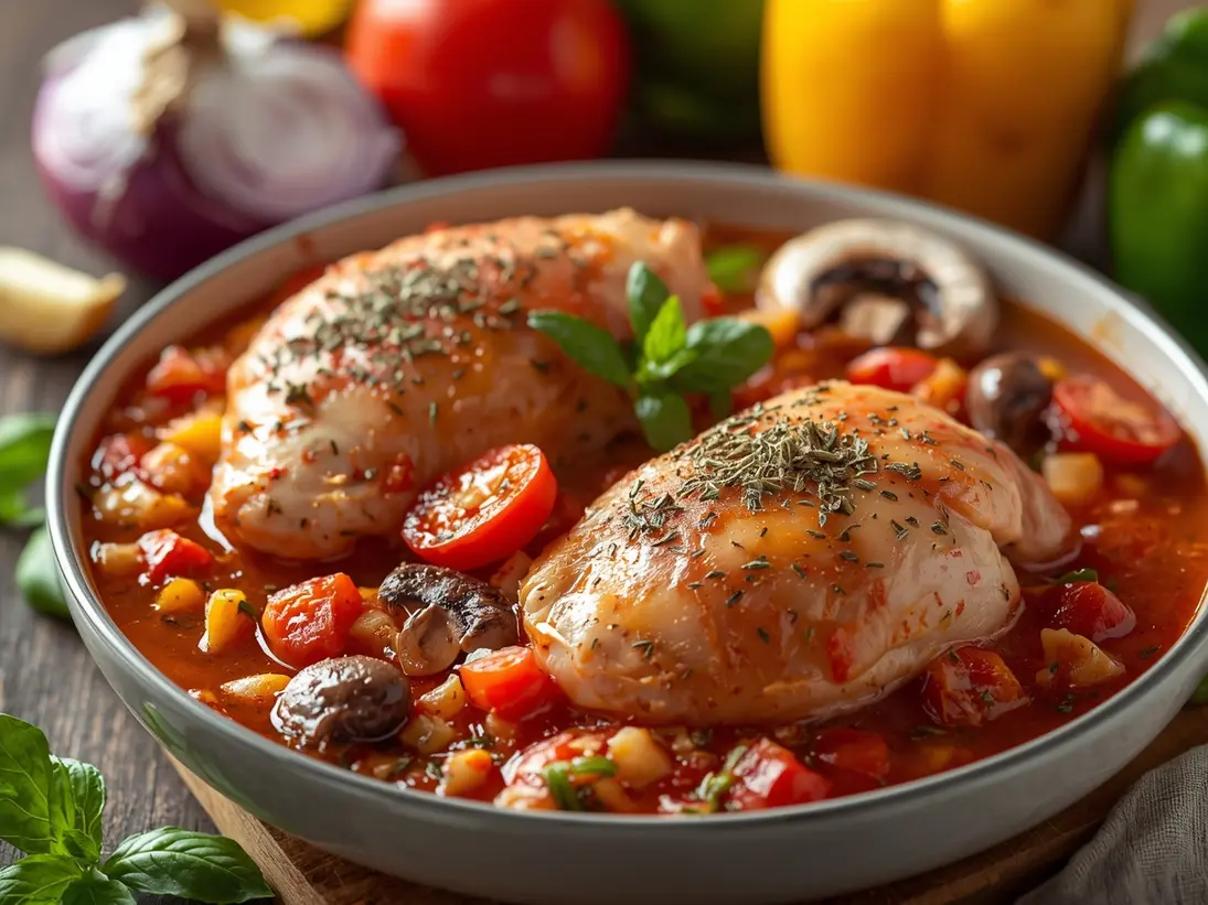 chicken cacciatore ready to serve
