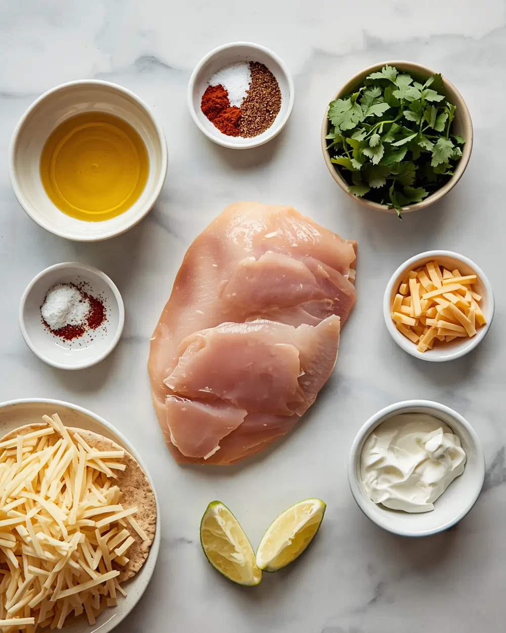 Ingredients for chicken enchiladas