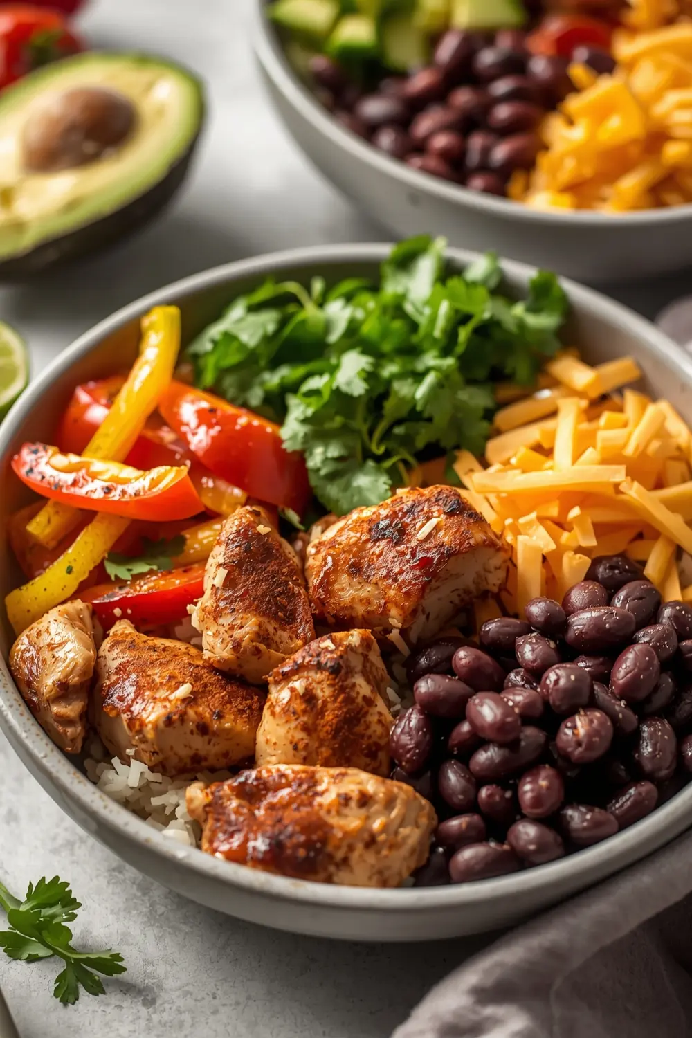 chicken fajita bowls