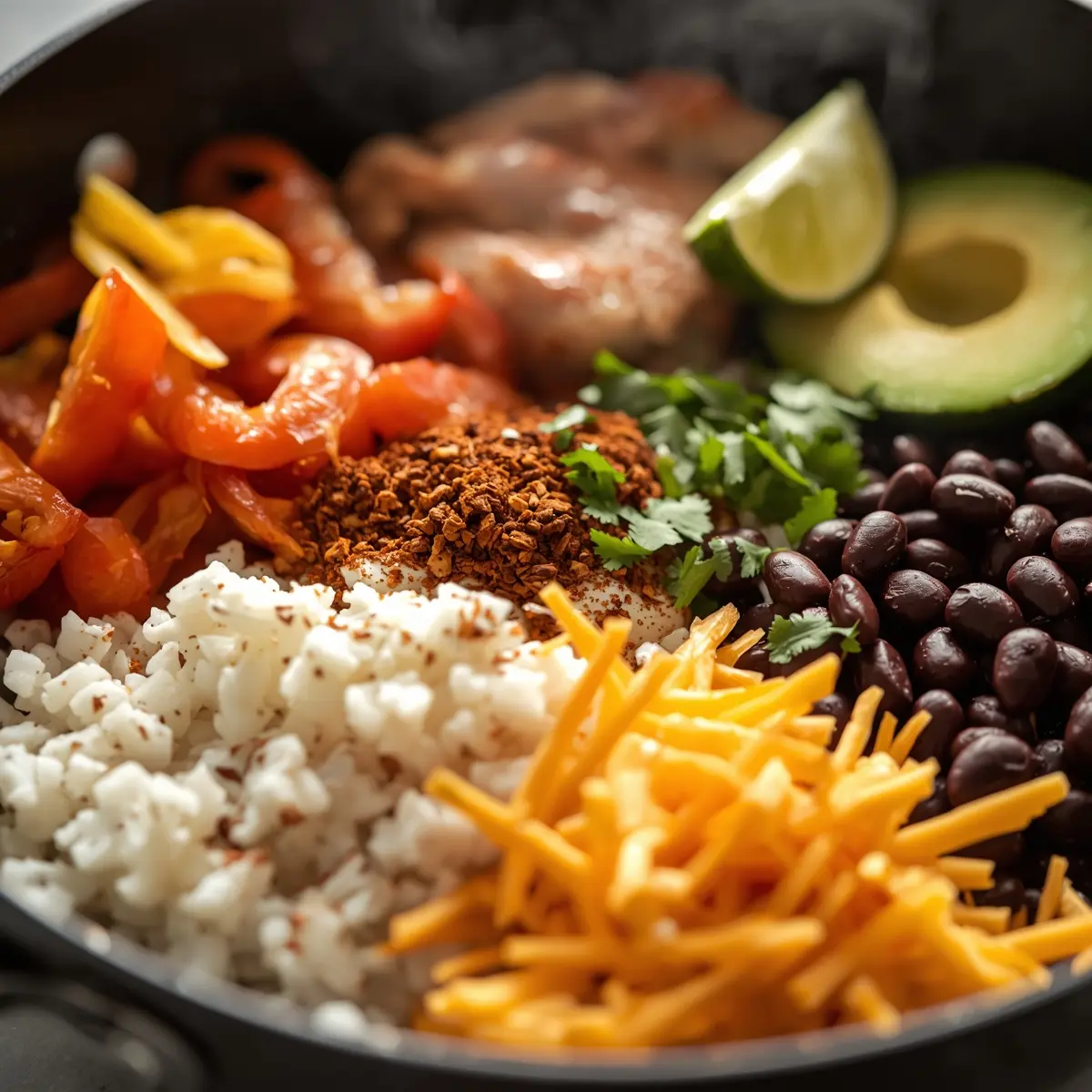 Cooking instructions for chicken fajita bowls