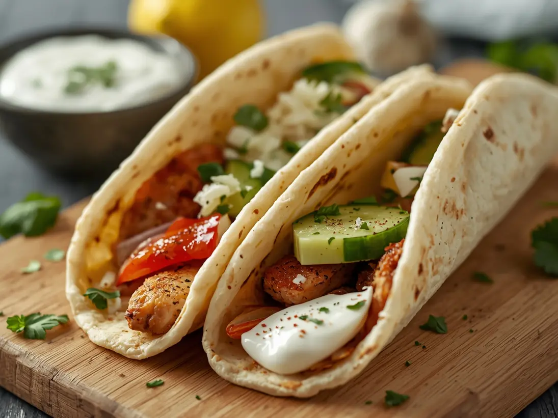 chicken gyros ready to serve