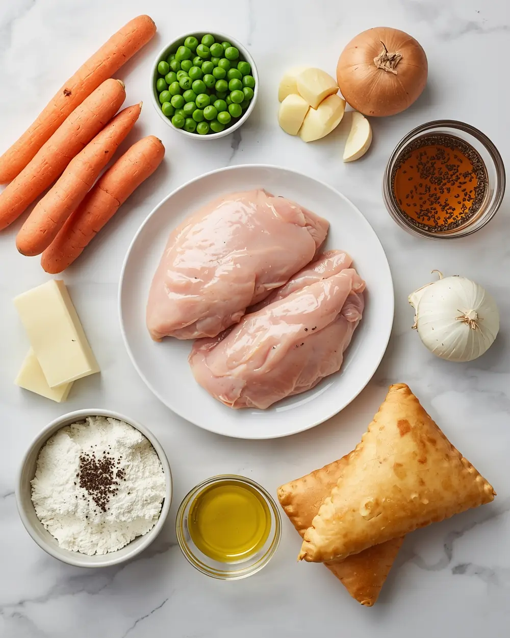 Ingredients for chicken pot pie