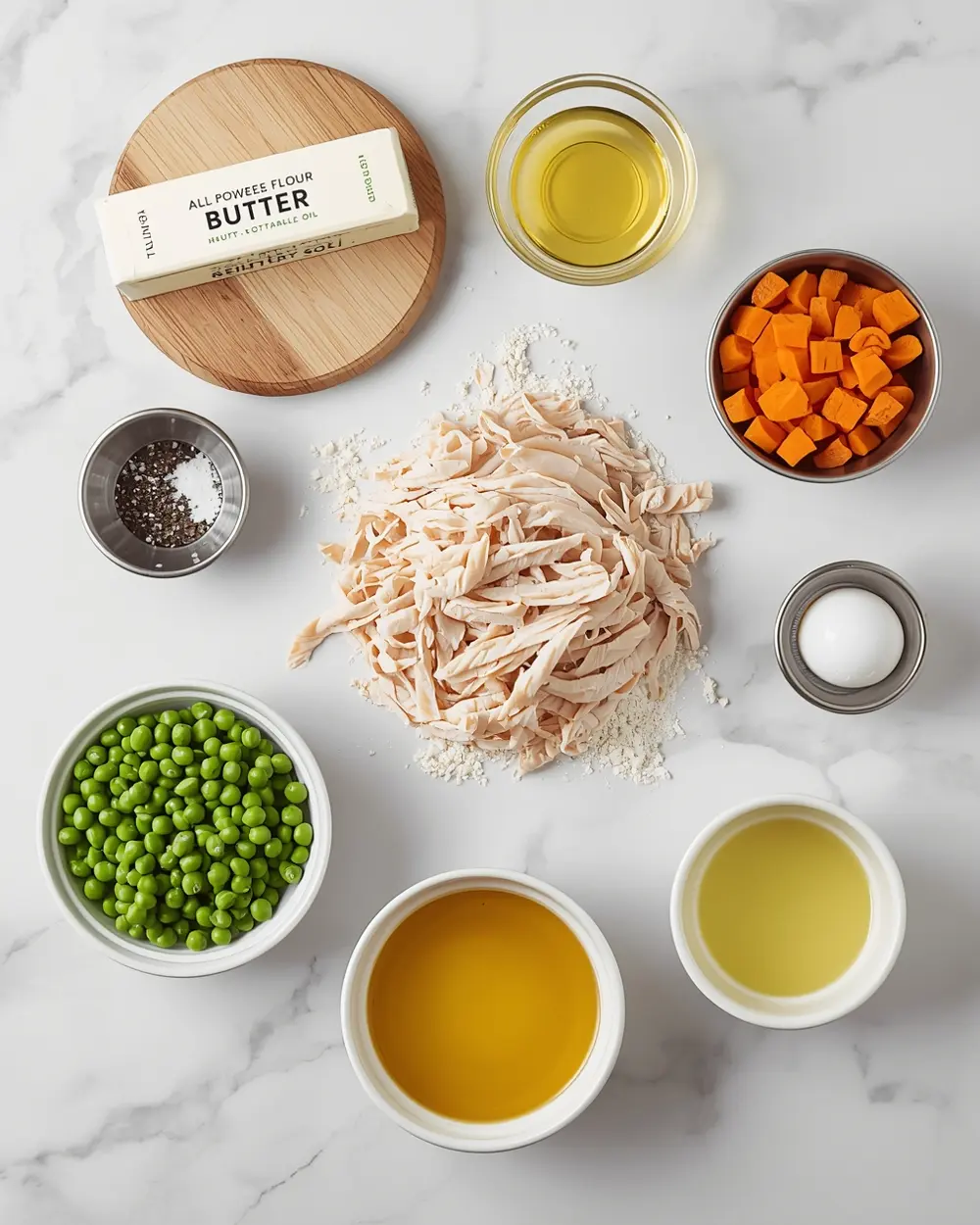 Ingredients for chicken pot pie