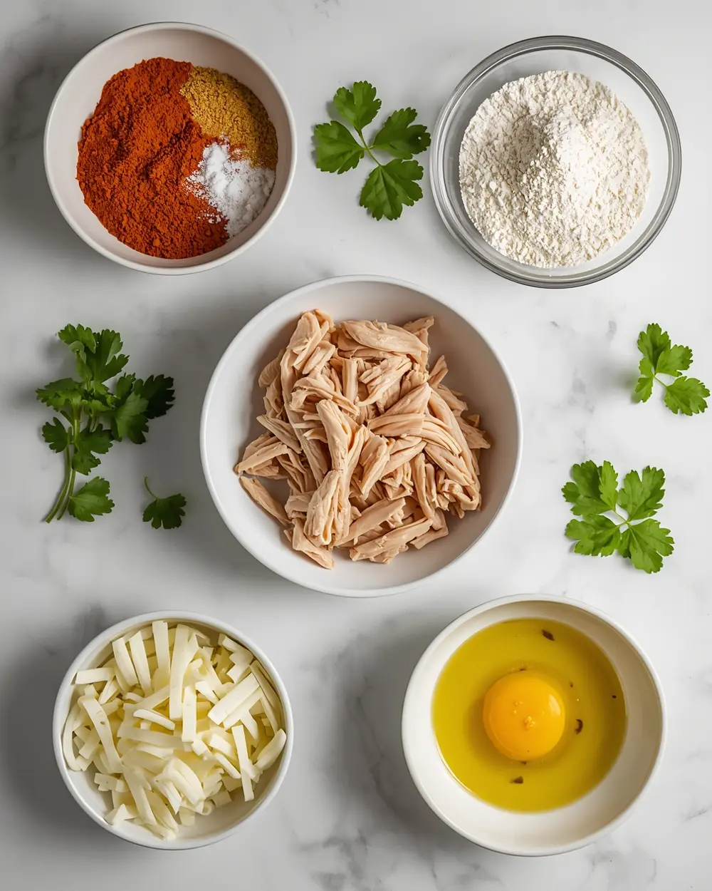 Ingredients for chicken taquitos