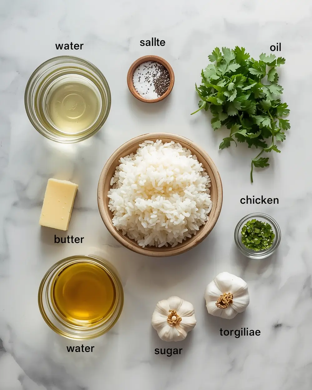 Ingredients for cilantro lime rice