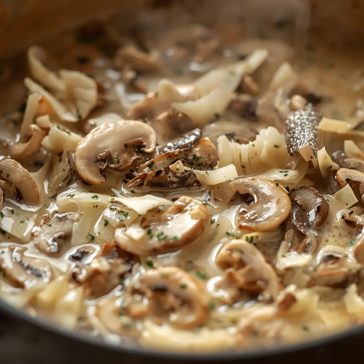 Cooking instructions for creamy mushroom soup