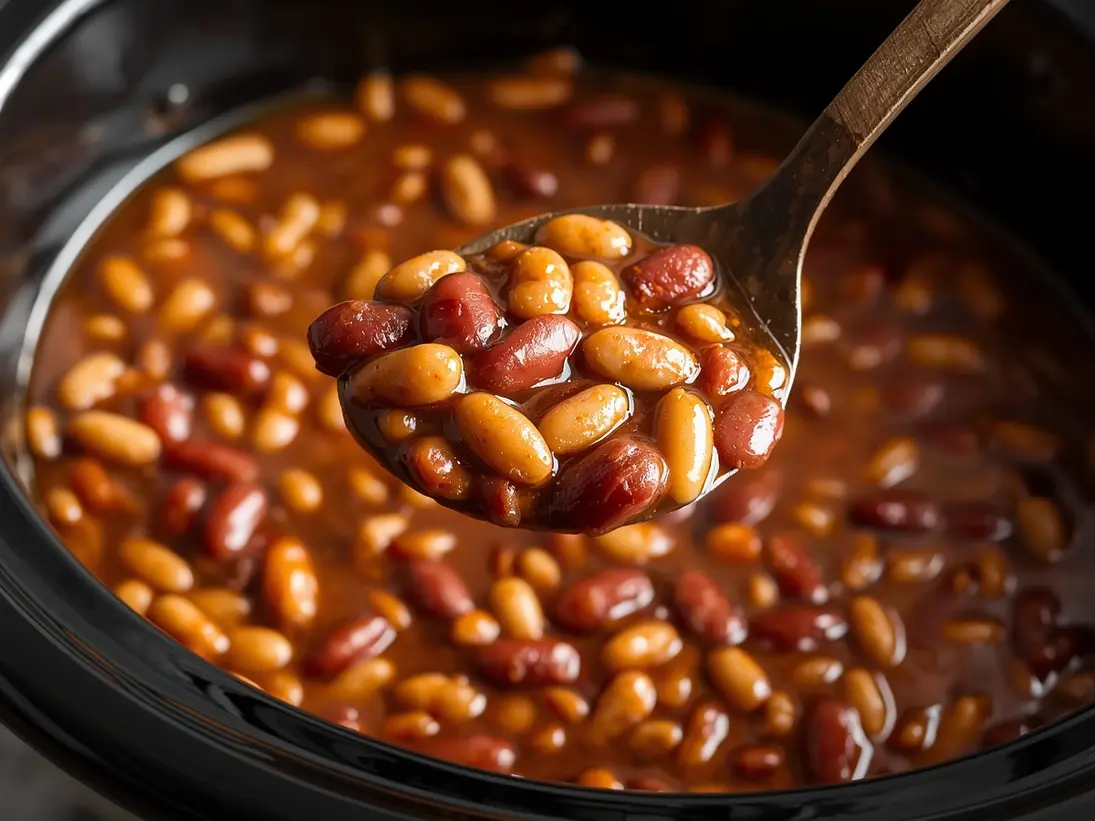 crockpot baked beans ready to serve