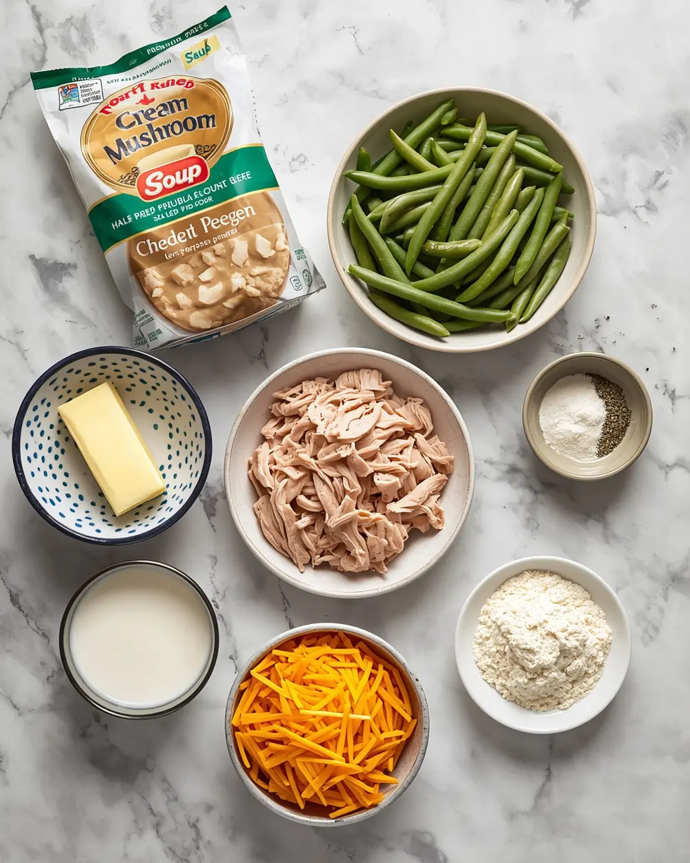 Ingredients for green bean casserole
