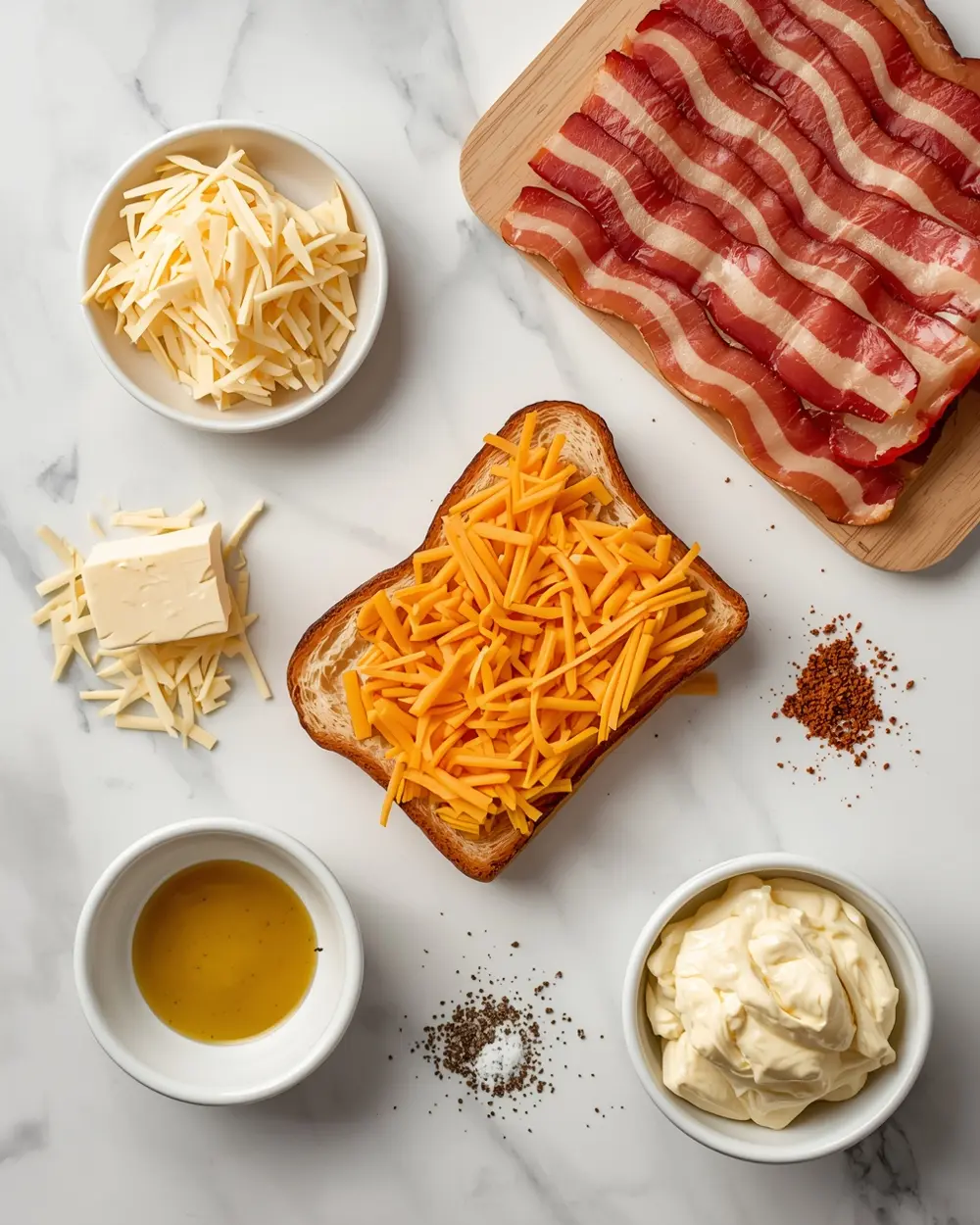 Ingredients for grilled cheese sandwich