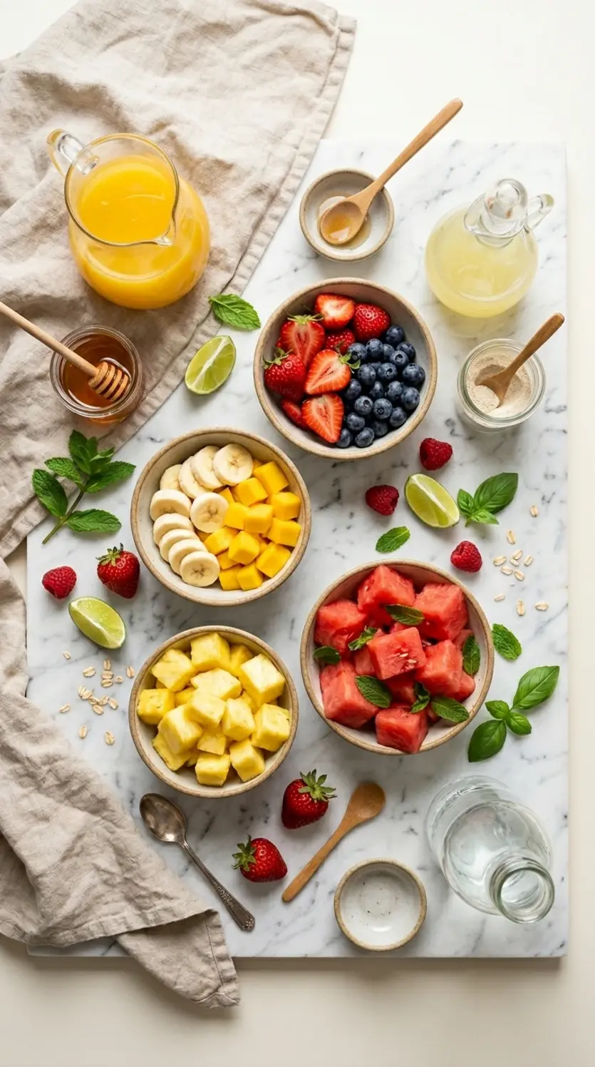 Ingredients for frozen fruit popsicles