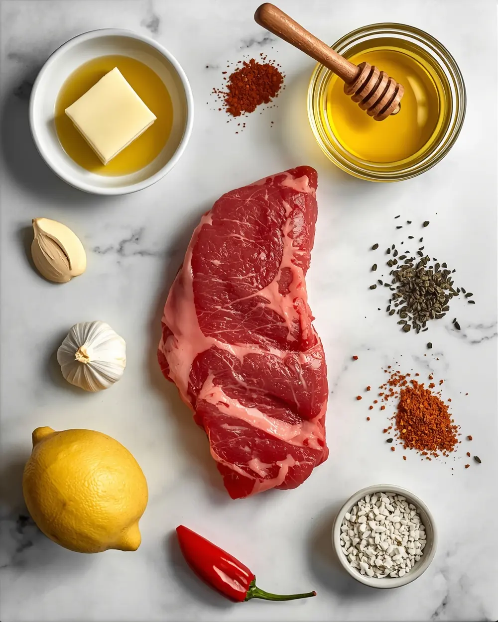 Ingredients for lemon garlic butter steak