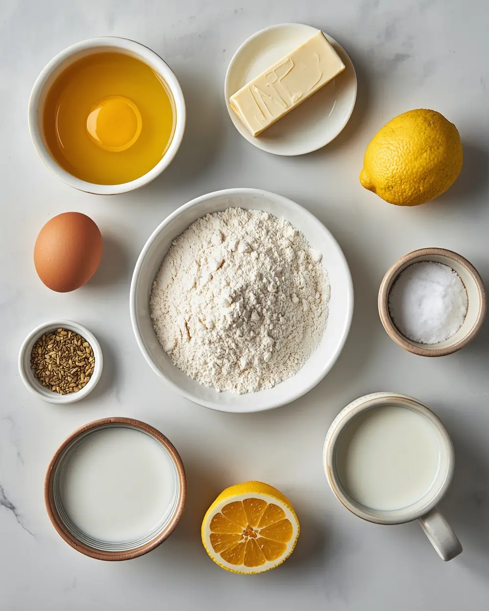 Ingredients for lemon poppy seed muffins