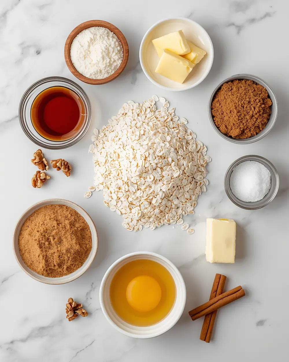 Ingredients for oatmeal cookies