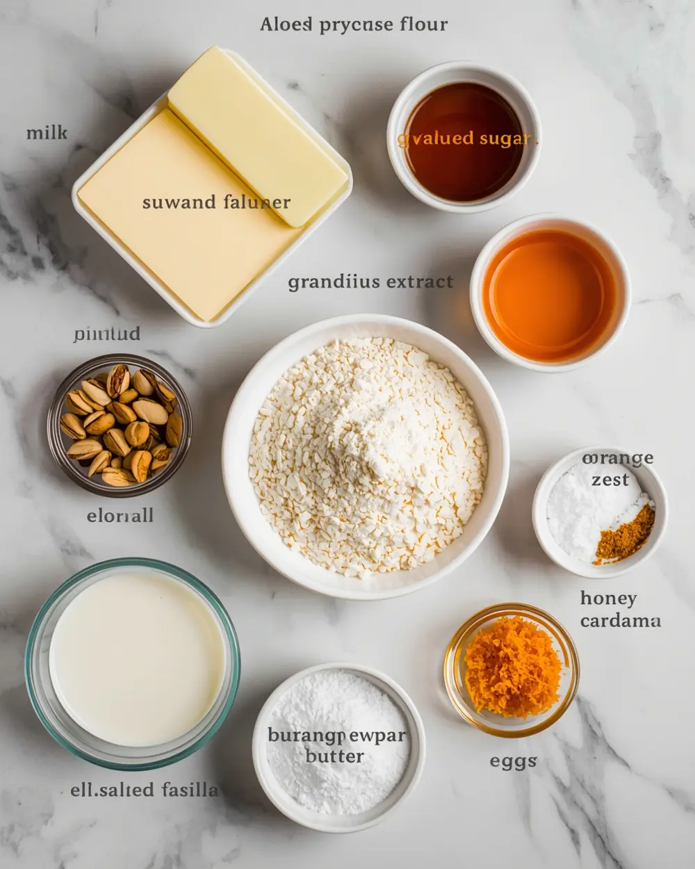 Ingredients for pistachio cake