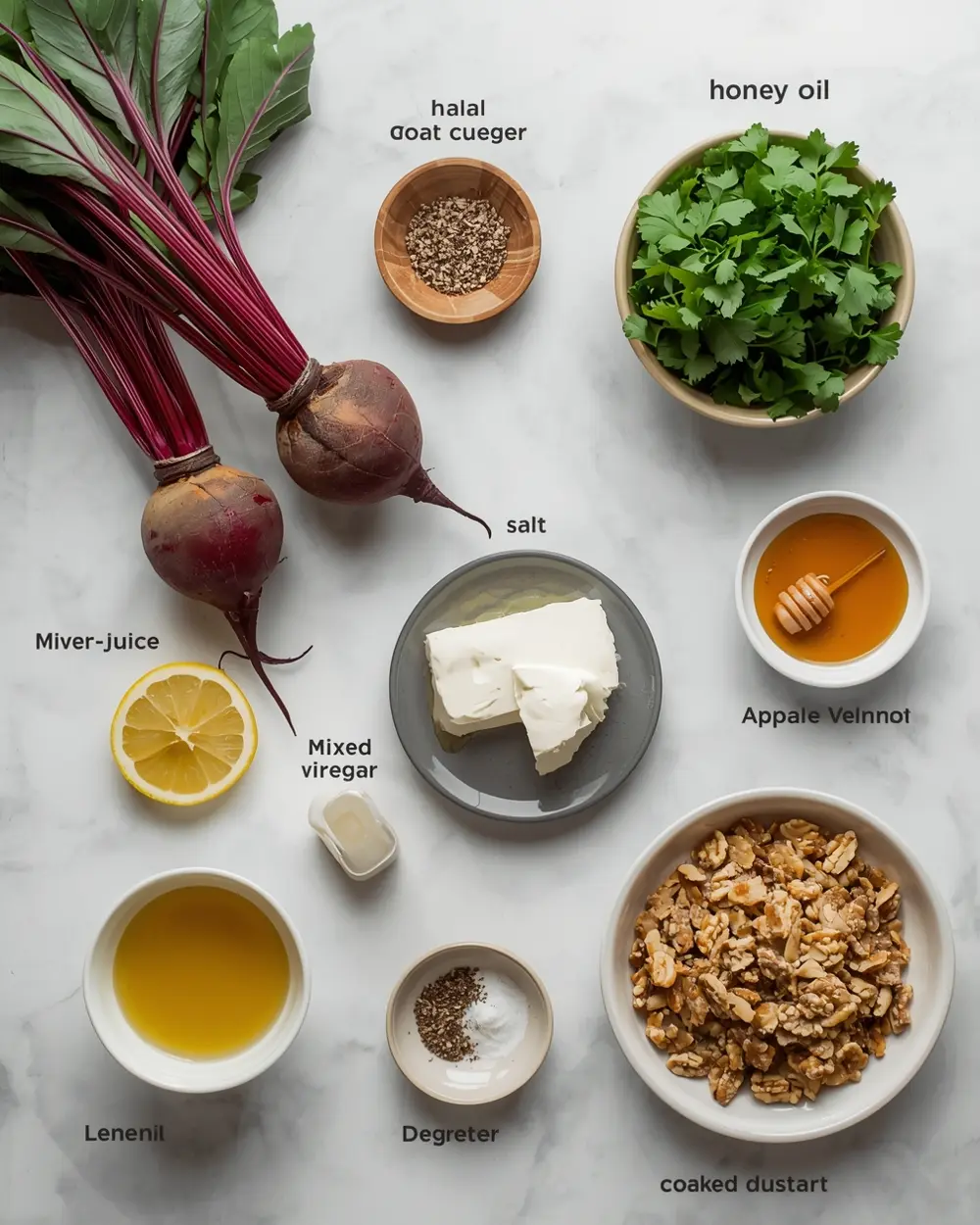 Ingredients for roasted beet salad