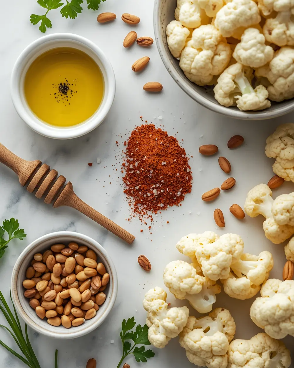 Ingredients for roasted cauliflower