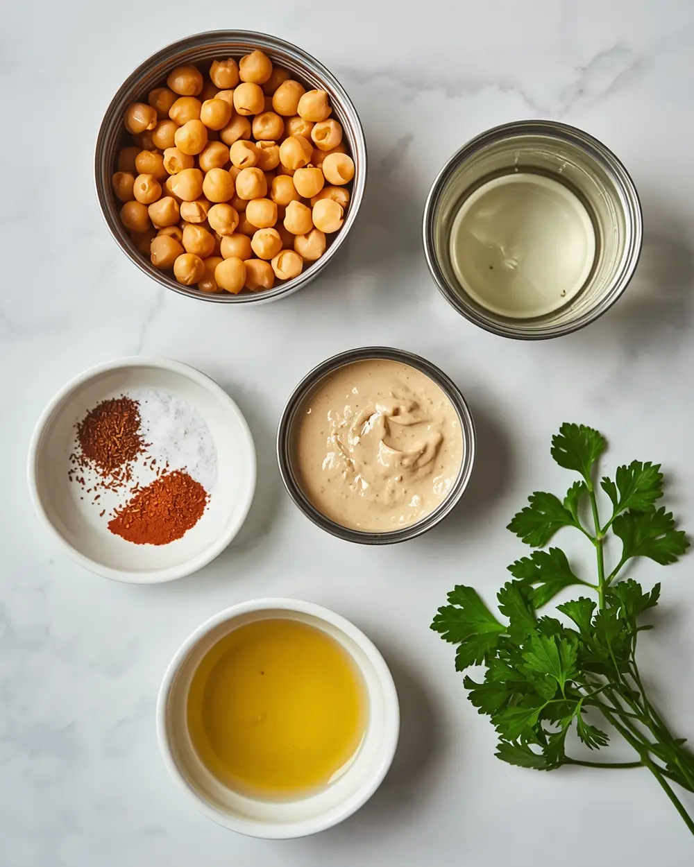 Ingredients for roasted garlic hummus