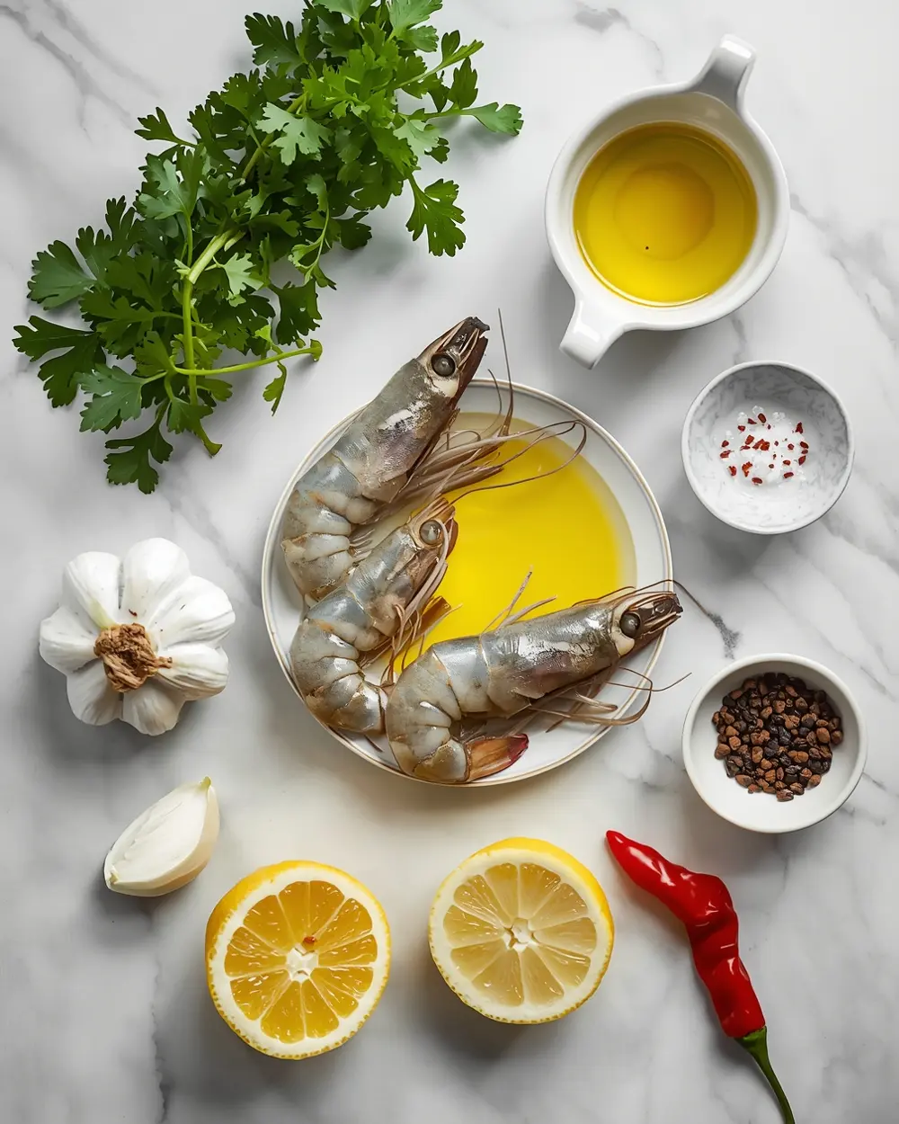 Ingredients for shrimp scampi