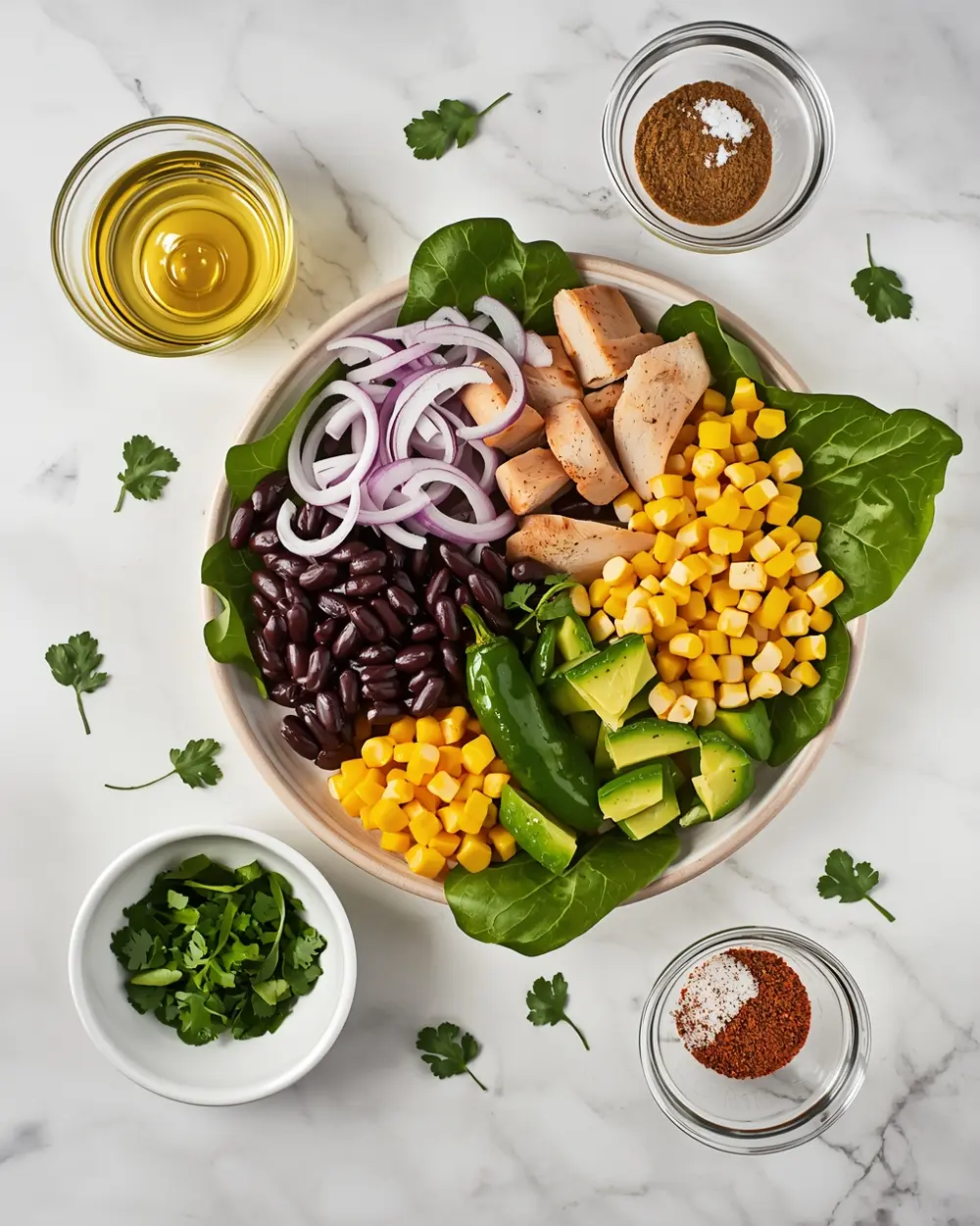 Ingredients for southwest chicken salad