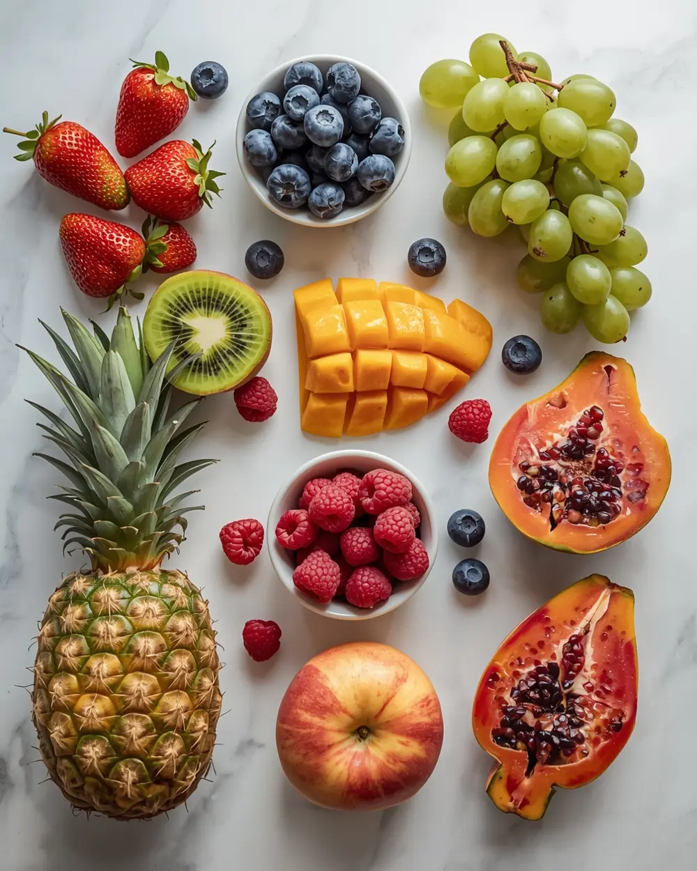 Ingredients for spring fruit salad