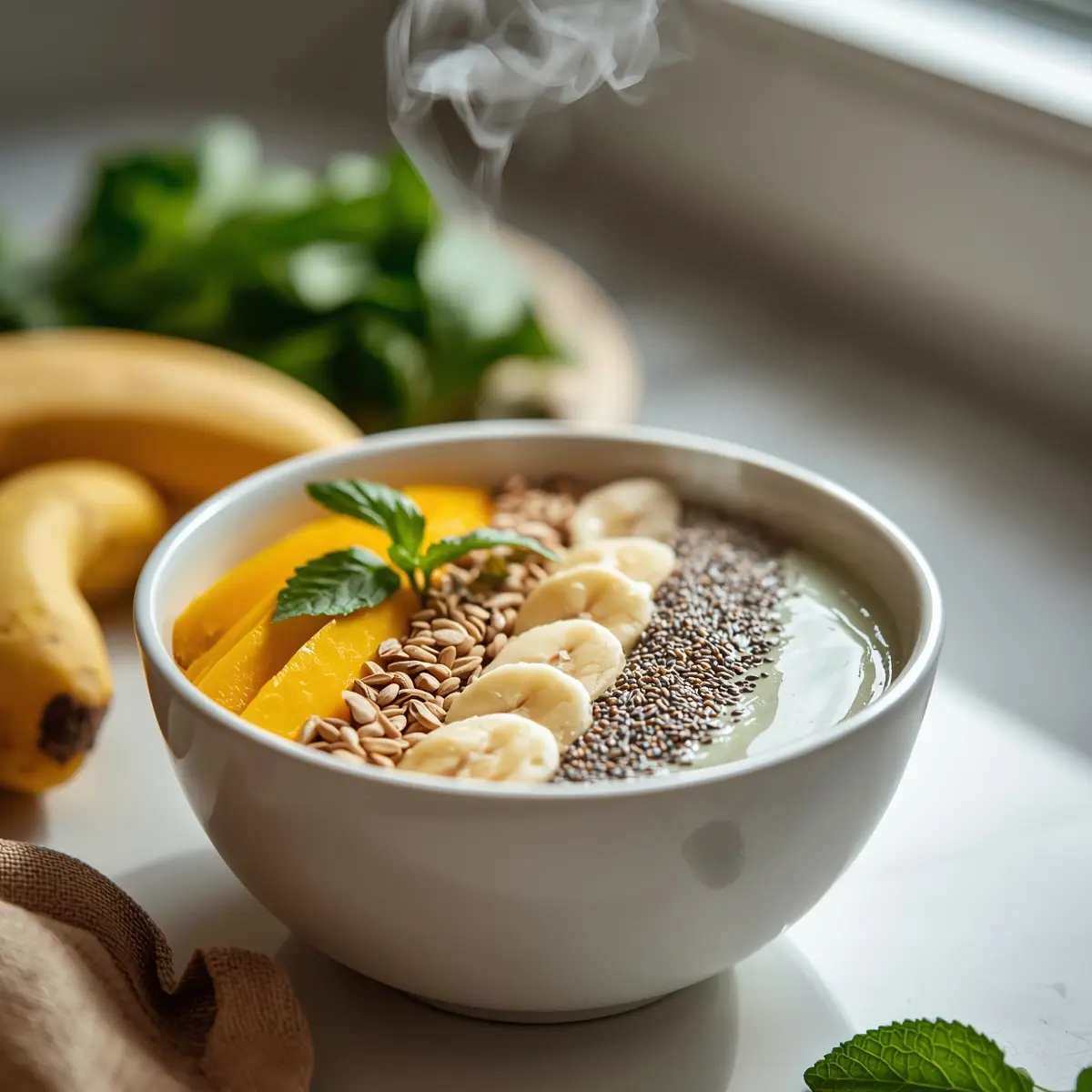 Cooking instructions for spring green smoothie bowl