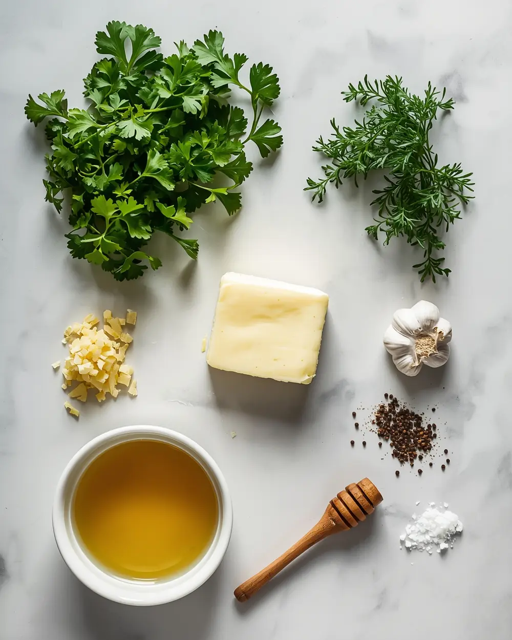 Ingredients for spring herb butter