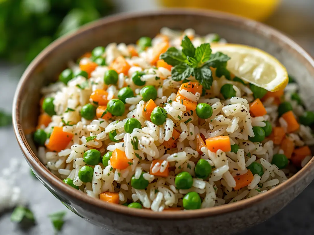 spring herb rice pilaf ready to serve