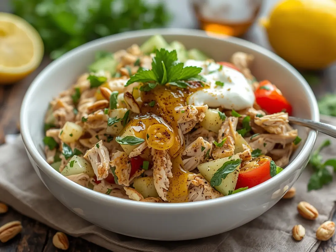 spring lemon chicken salad ready to serve