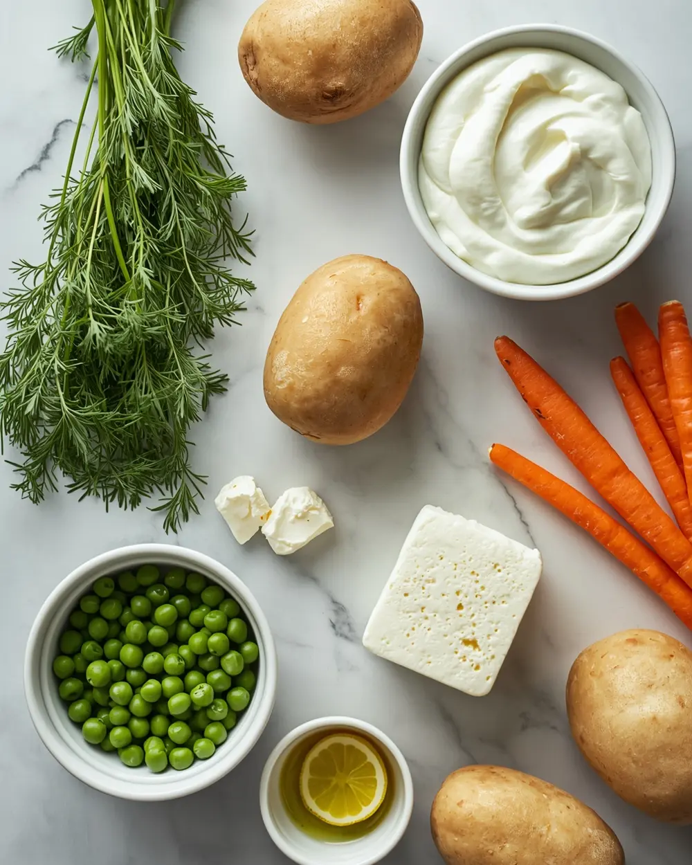 Ingredients for spring potato salad