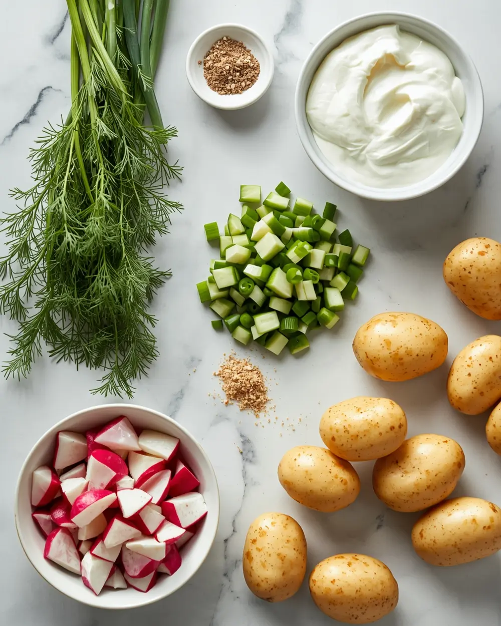 Ingredients for spring potato salad