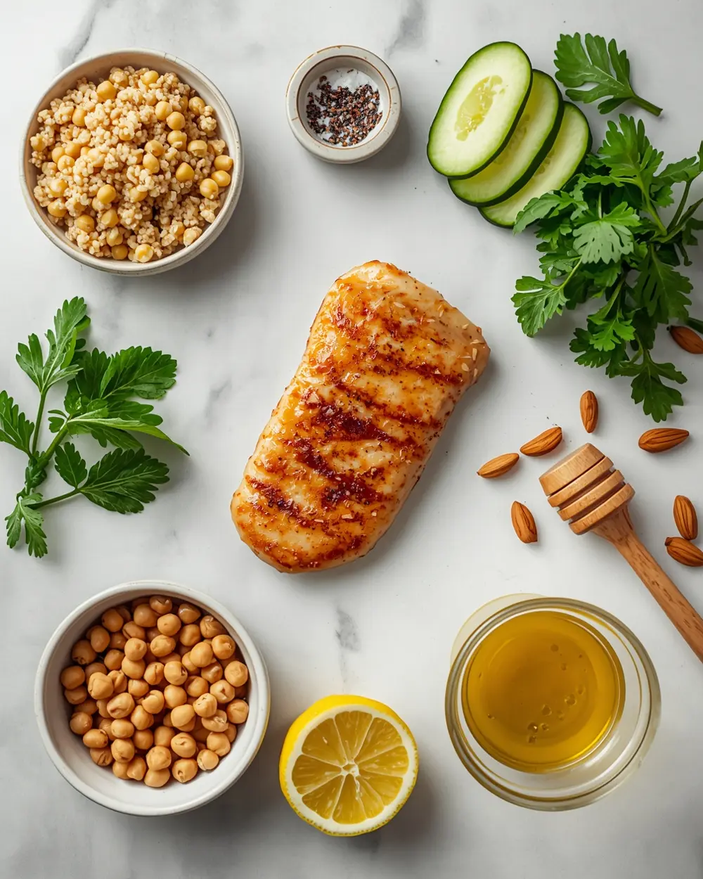 Ingredients for spring quinoa salad