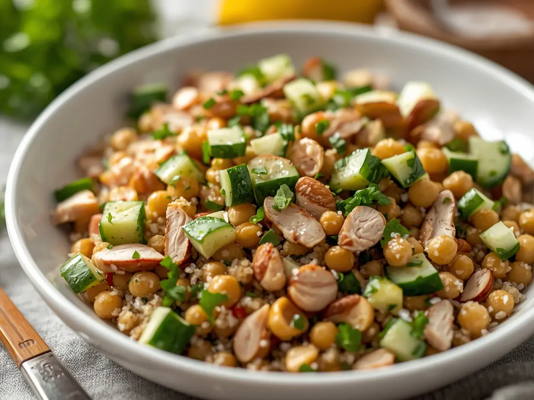 spring quinoa salad ready to serve