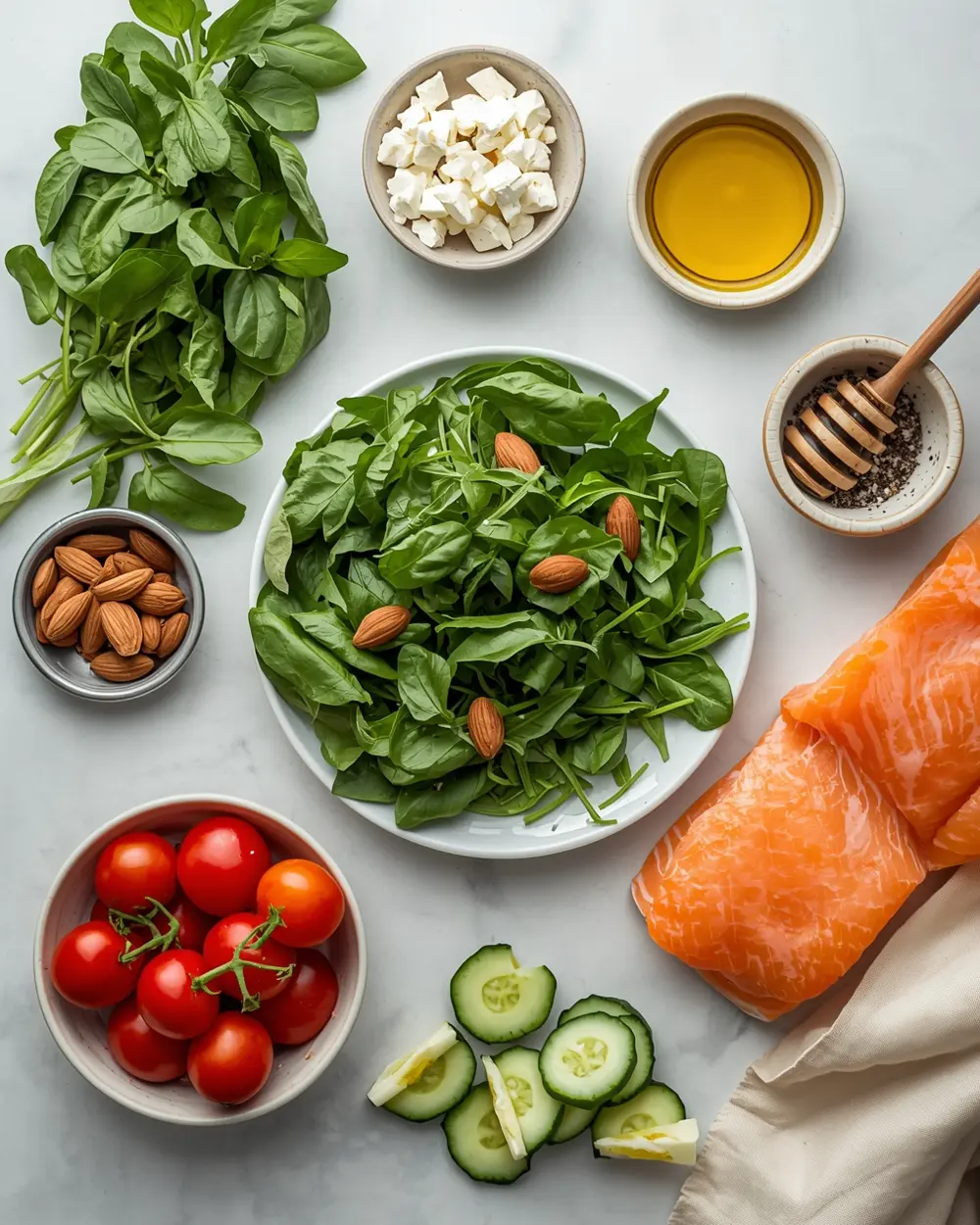 Ingredients for spring salmon salad