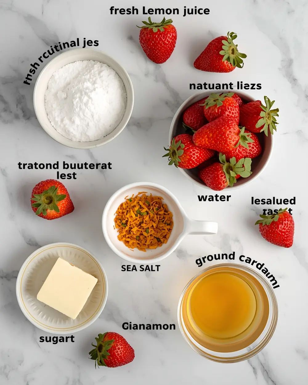 Ingredients for strawberry jam