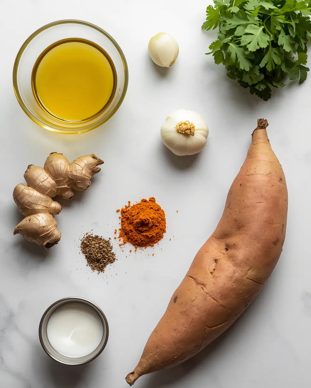 Ingredients for sweet potato soup