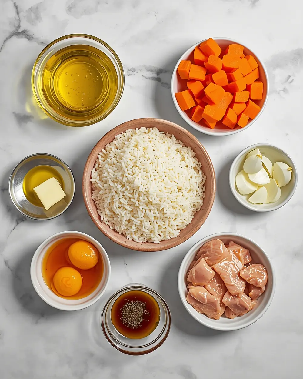 Ingredients for vegetable fried rice