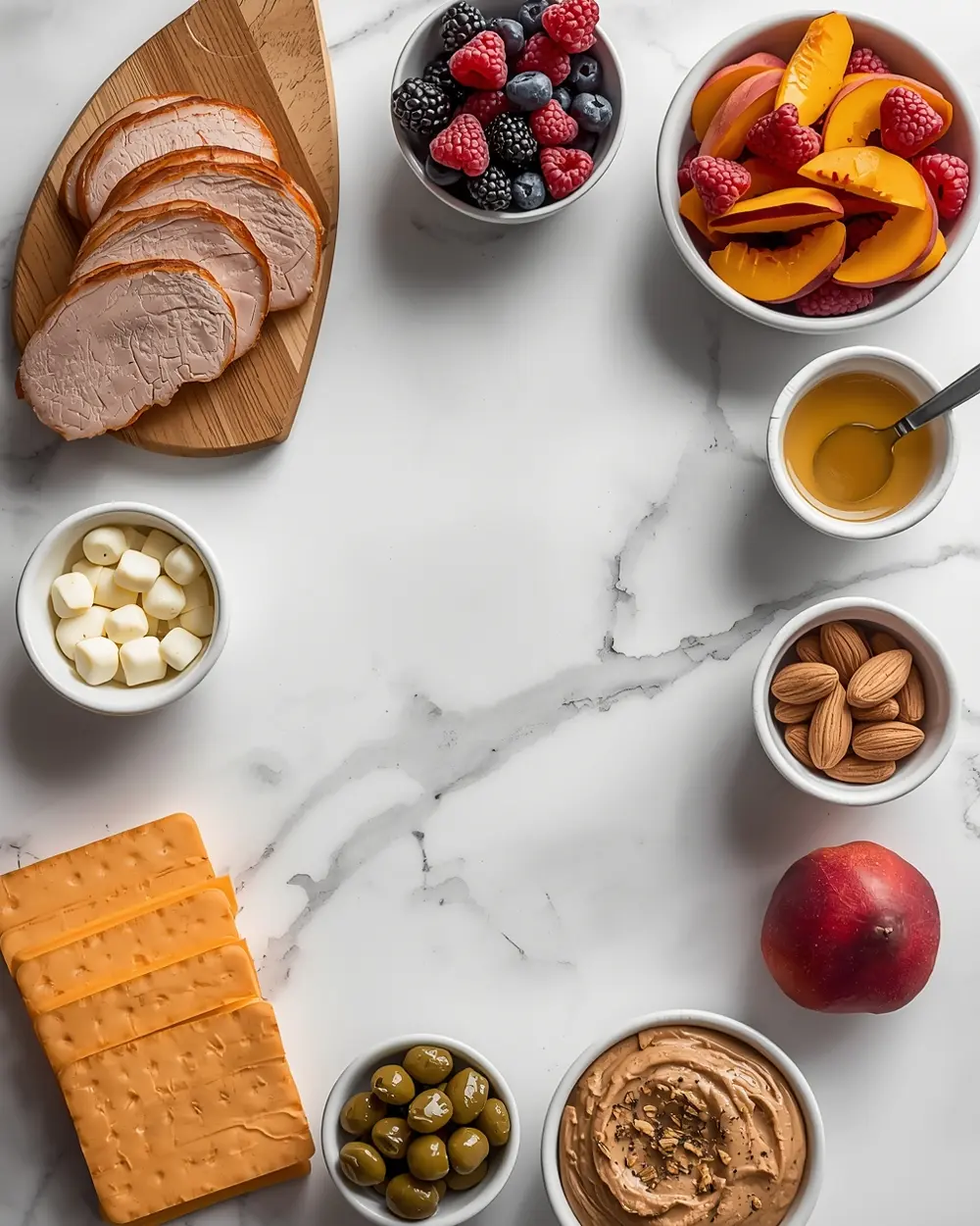Ingredients for 4th of july charcuterie board